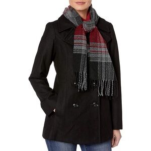 London Fog Women's Double Breasted Peacoat with Scarf. Brand New with Tags